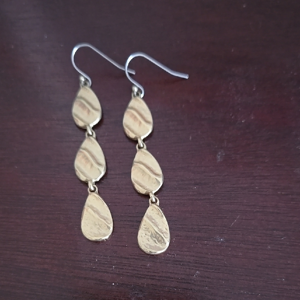 Gold Teardrop Earrings with Cascading Design